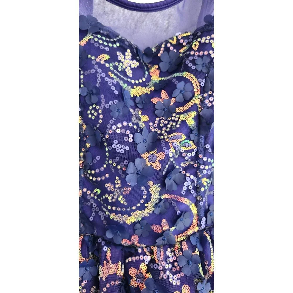 Revolution Dance Costume Competition Blue Floral‎ Dress Size MC